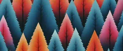 Abstract Stylized Forest With Vibrant Colorful Pine Trees