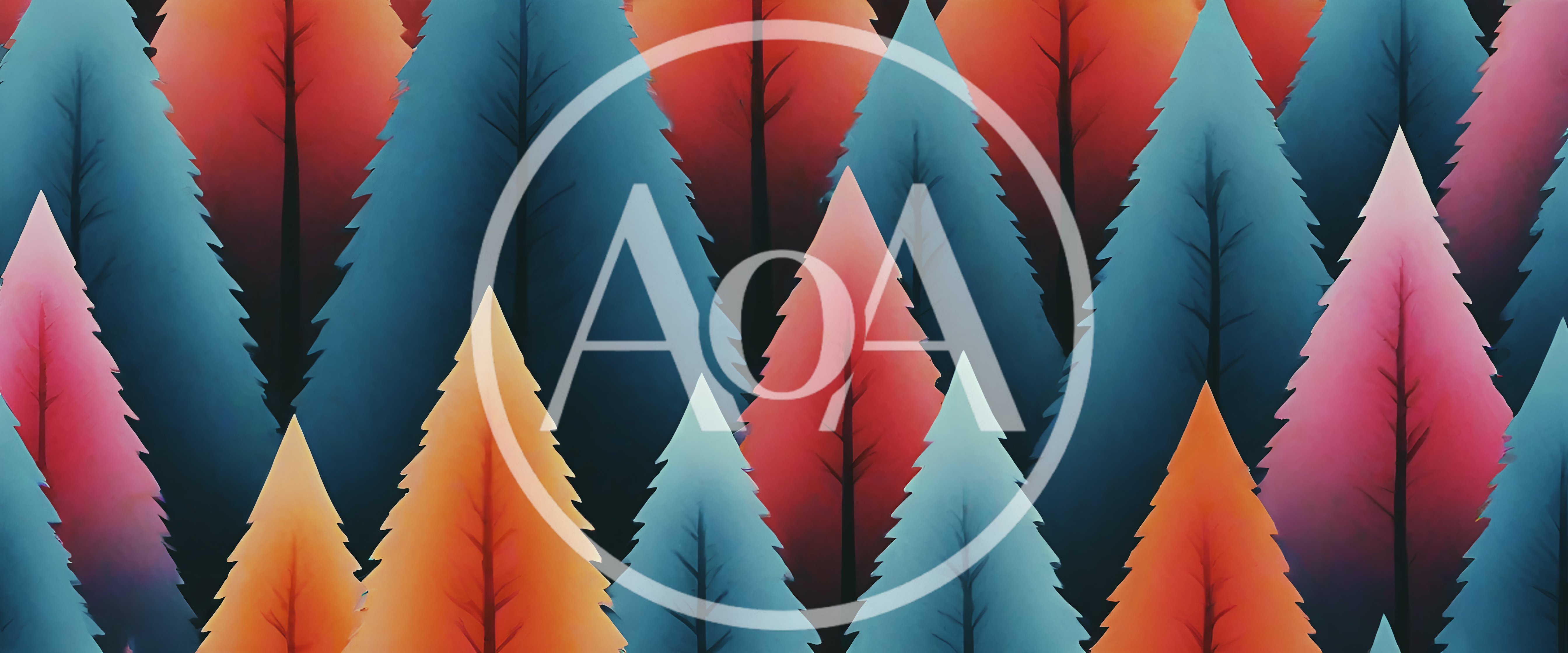 Abstract Stylized Forest With Vibrant Colorful Pine Trees
