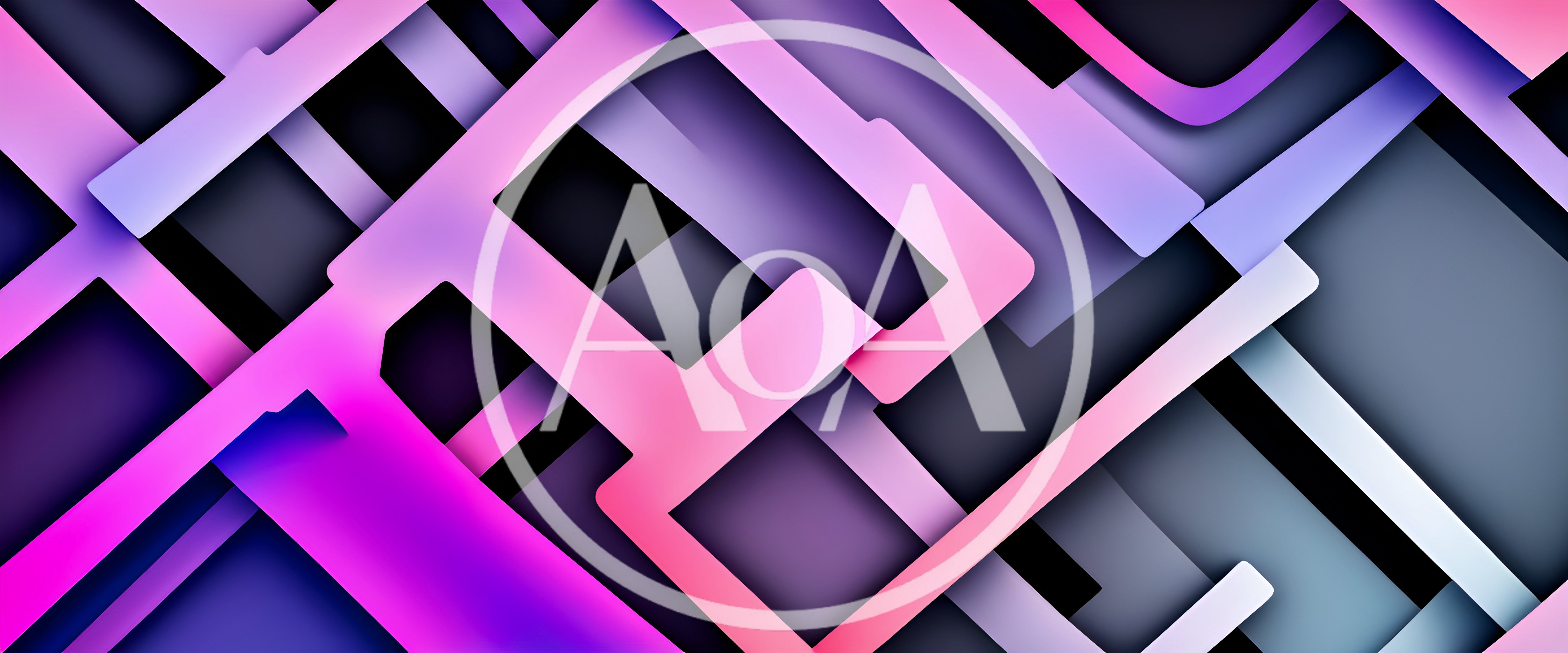Abstract Geometric Background With Intersecting Neon Rectangles