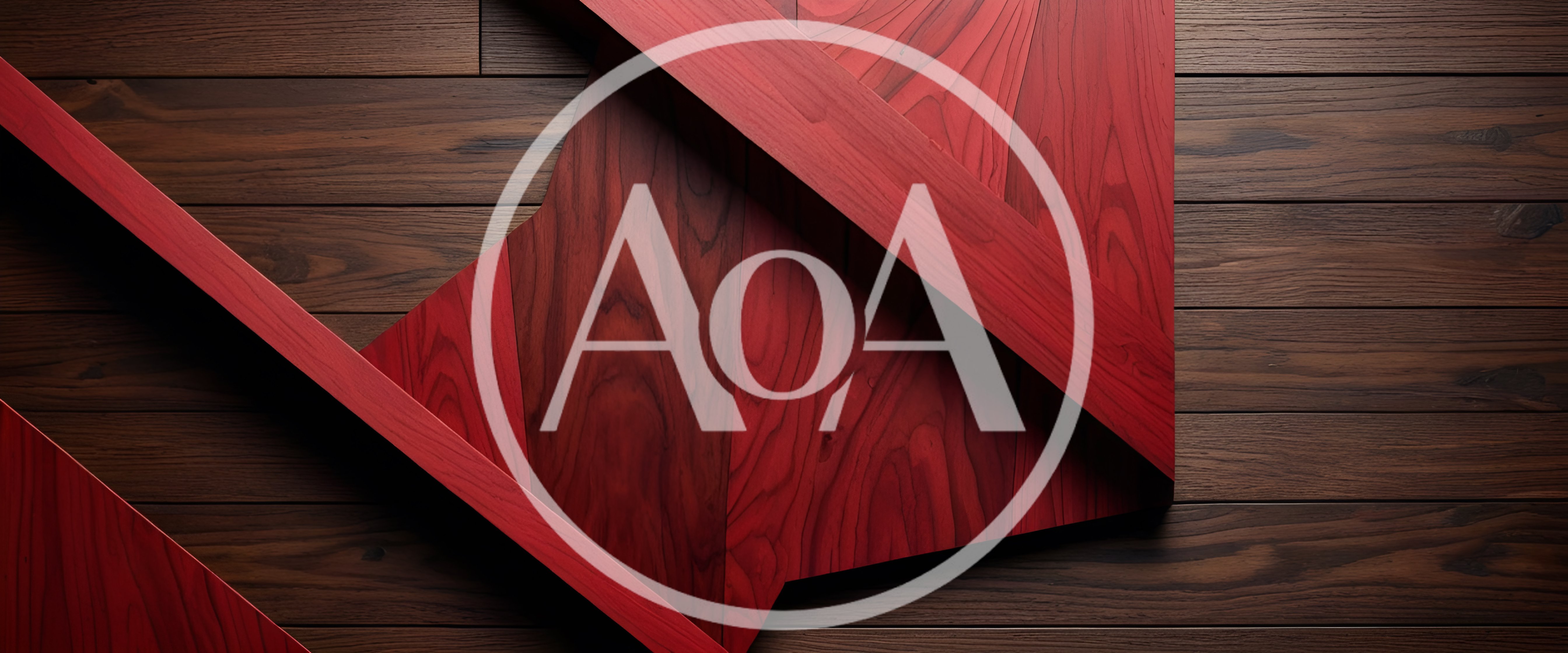 Abstract Red Wood Planks Over Dark Wooden Background