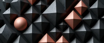 Abstract 3D Geometric Shapes With Concrete And Copper Textures