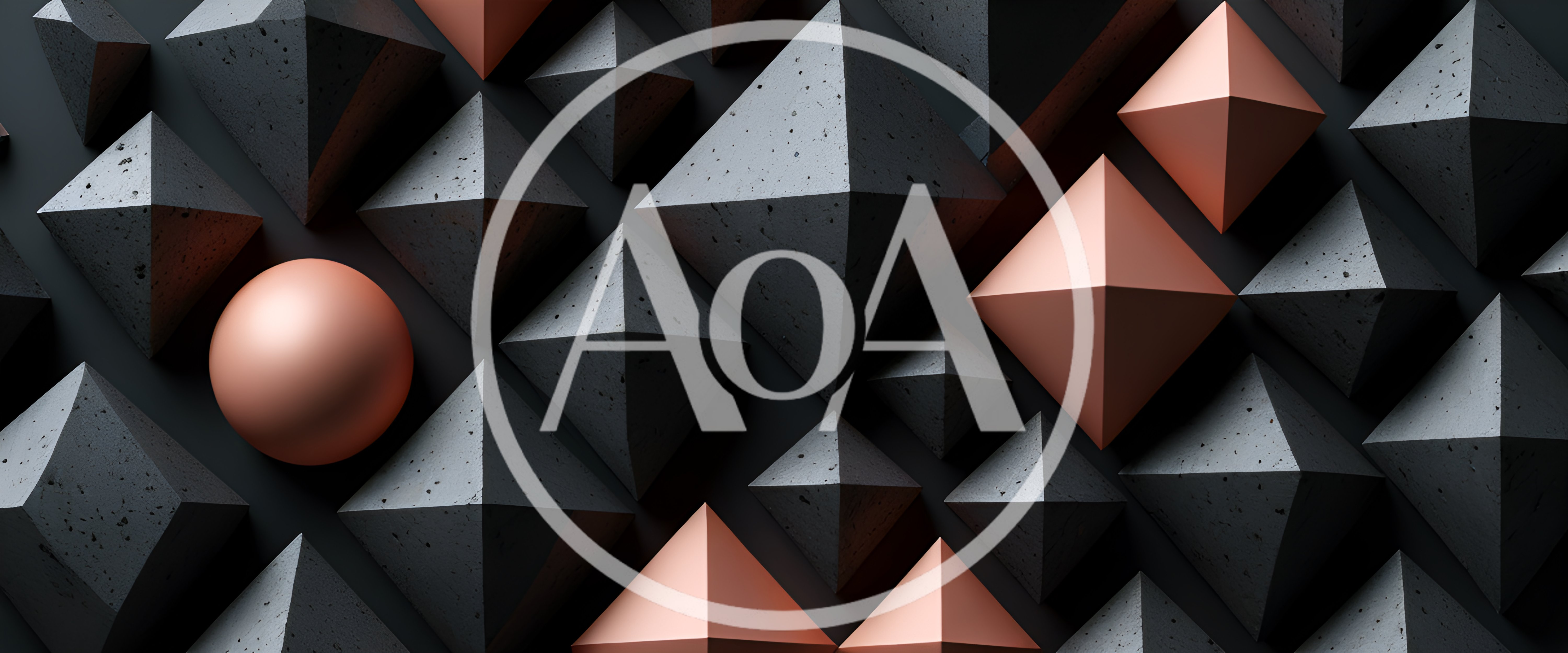 Abstract 3D Geometric Shapes With Concrete And Copper Textures