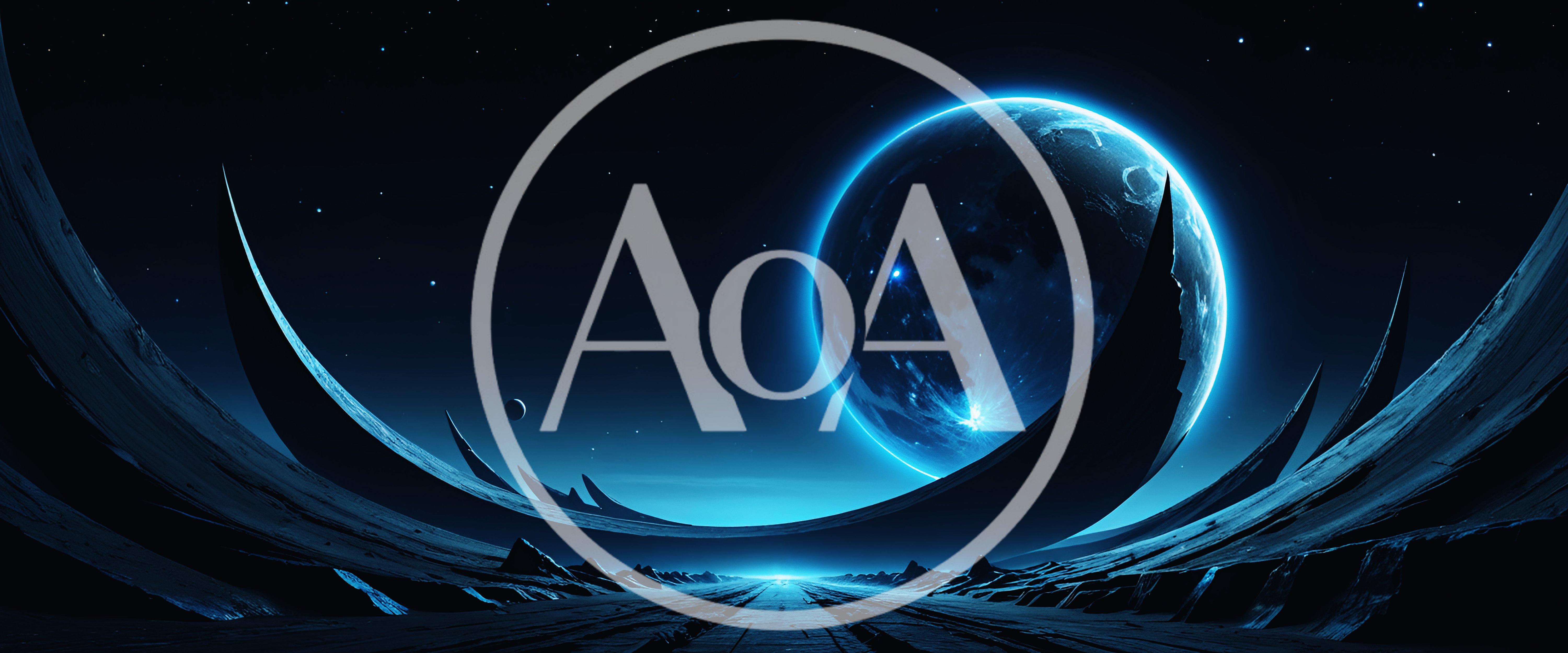 Surreal Alien Landscape With Glowing Blue Planet