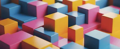 Abstract 3D Rendered Colorful Geometric Cubes