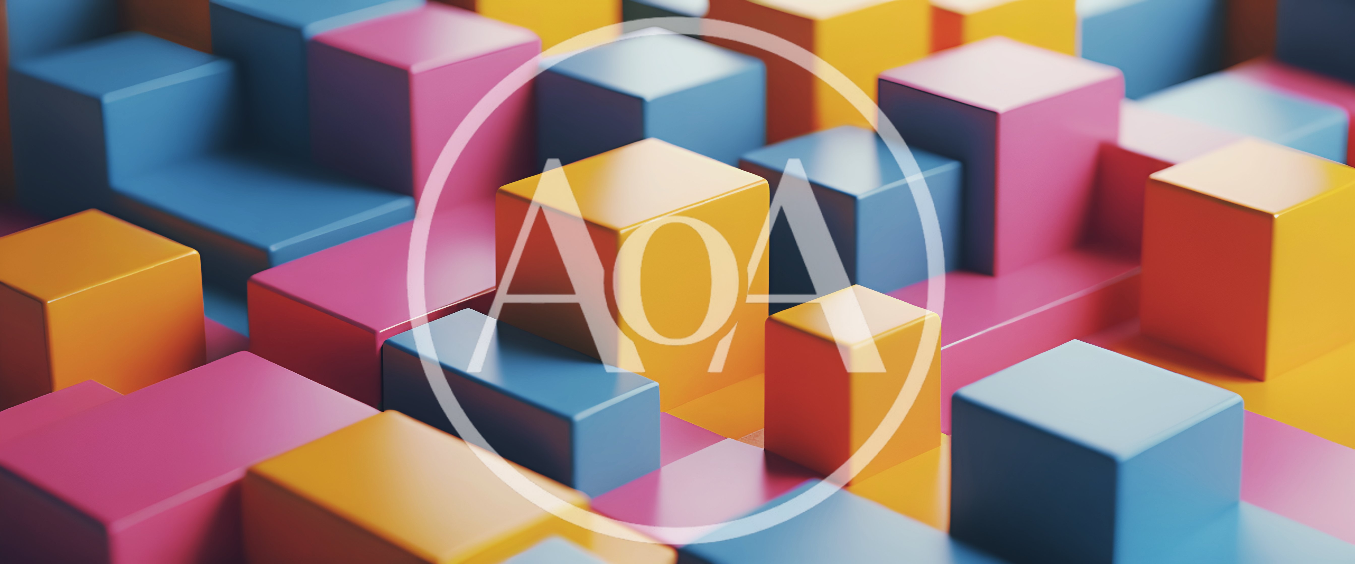 Abstract 3D Rendered Colorful Geometric Cubes