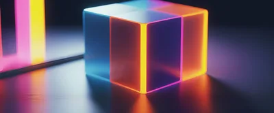 Glowing Neon Geometric Cube Abstract 3D Render