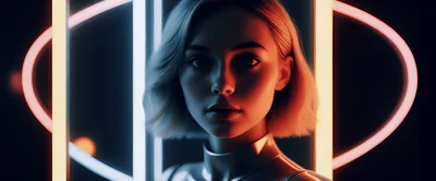 Portrait Of A Futuristic Woman With Neon Lighting