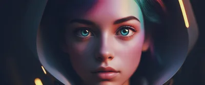 Portrait Of A Young Woman With Cyberpunk Lighting