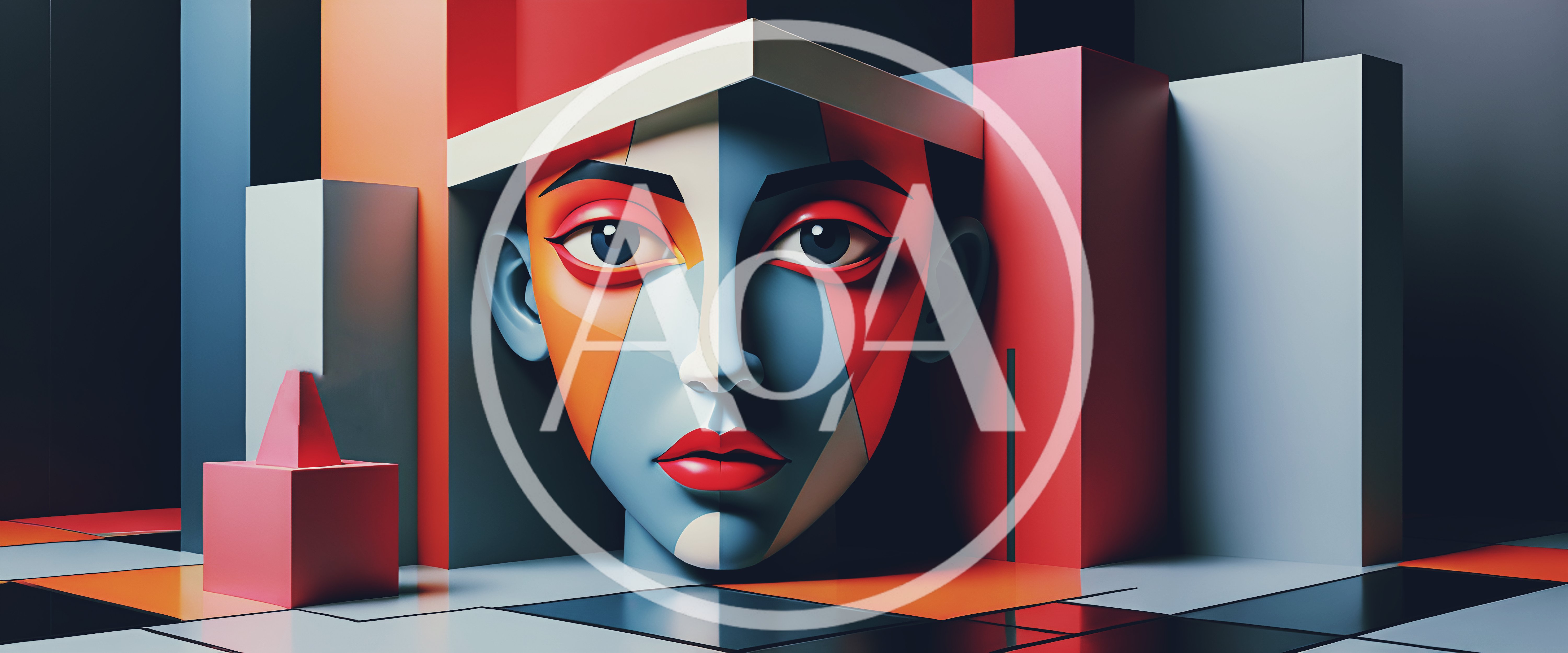 Abstract Geometric Portrait With Cubist Style Face