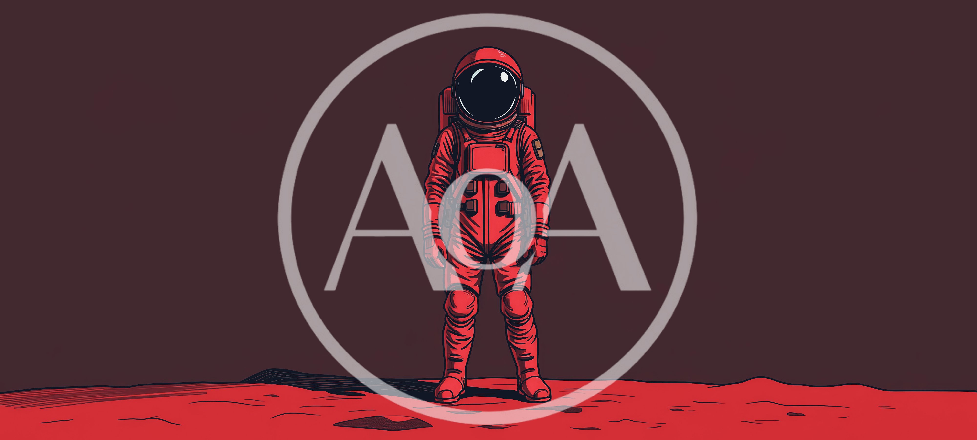 Red Astronaut Standing On A Martian Surface