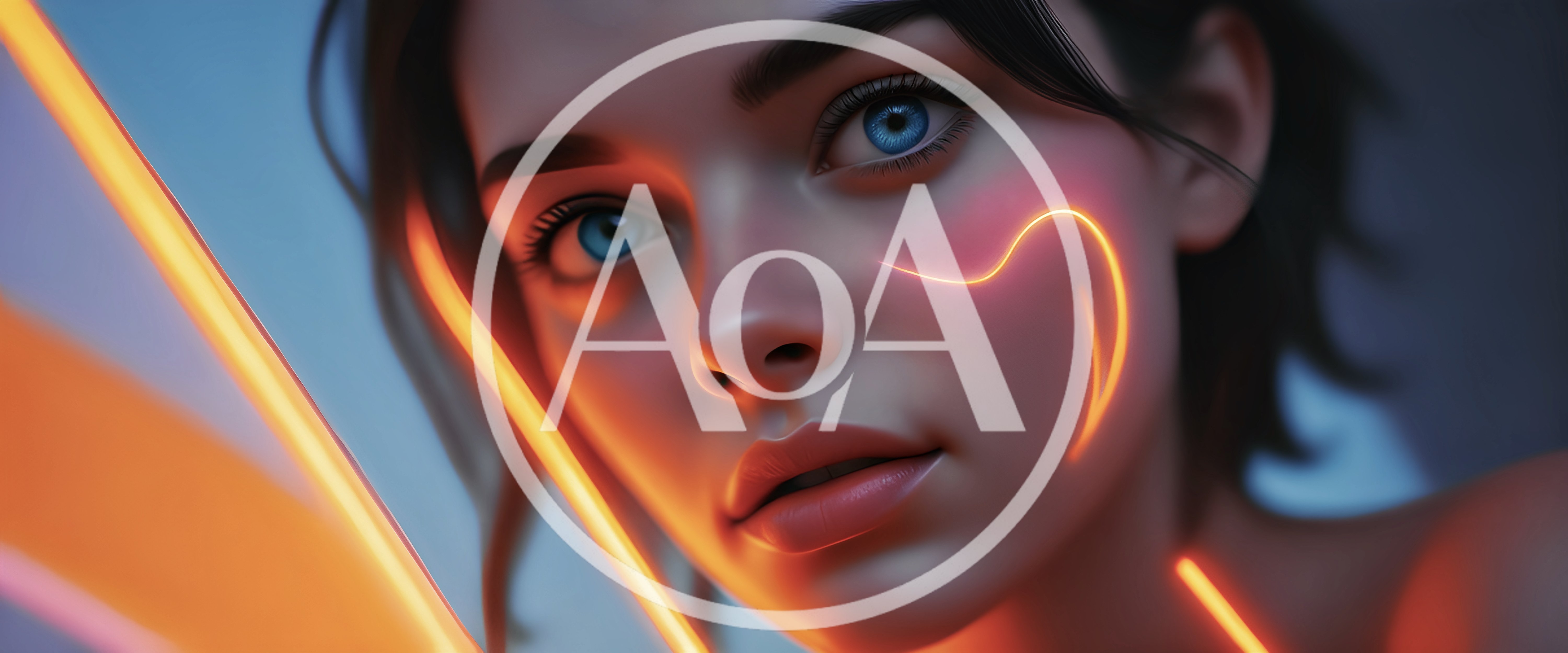 Portrait Of A Young Woman With Neon Light Effects