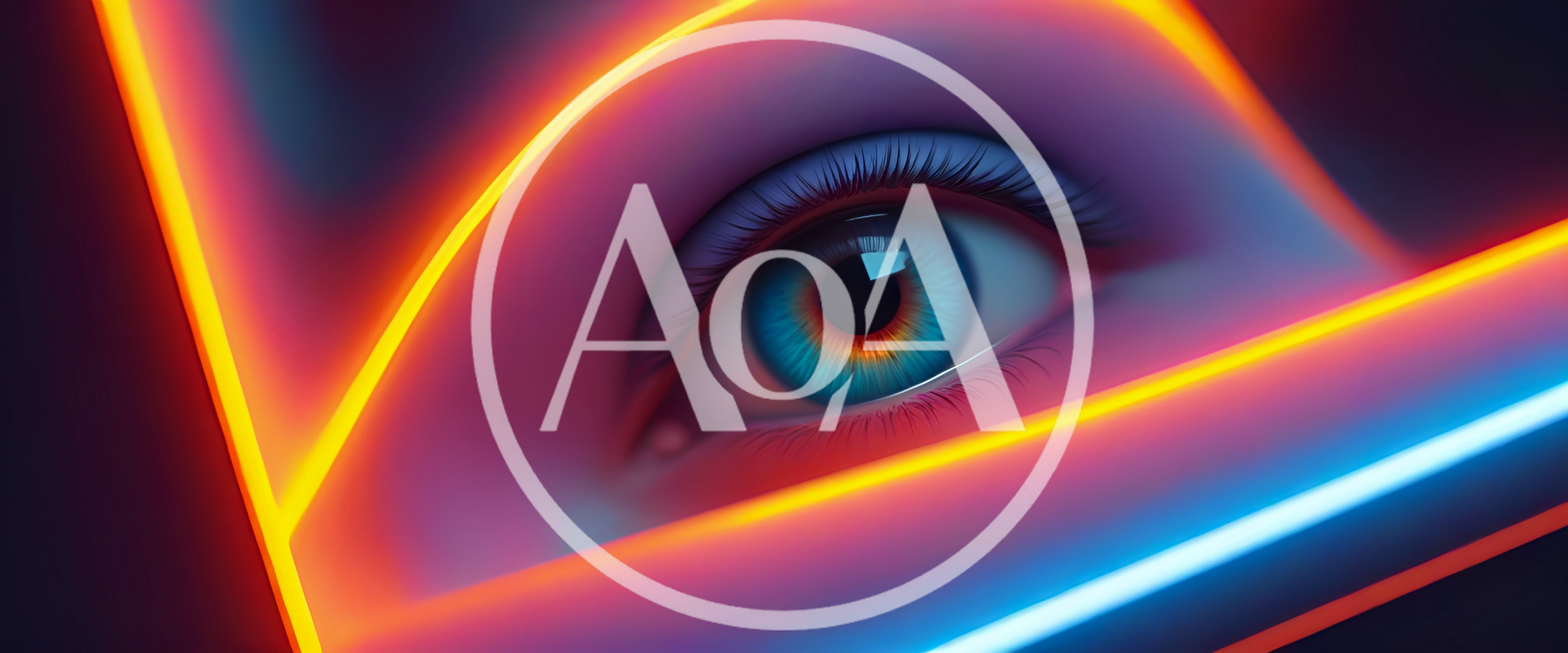 Close Up Of A Human Eye With Neon Lighting