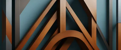 Abstract Geometric Copper Structure On Blue Background