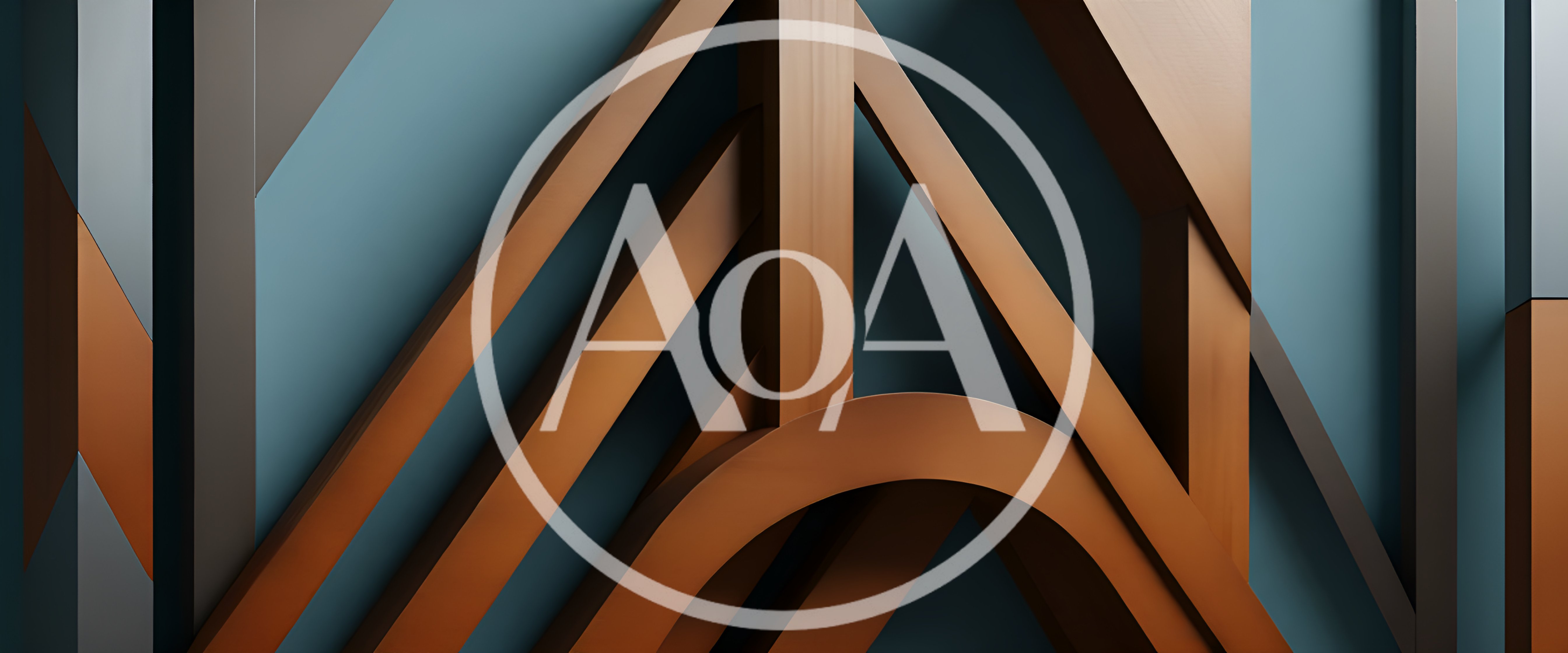 Abstract Geometric Copper Structure On Blue Background