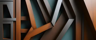 Abstract Geometric Structure With Intersecting Wooden Beams
