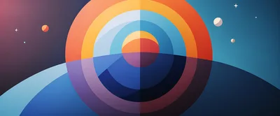 Abstract Geometric Planet Illustration With Concentric Circles