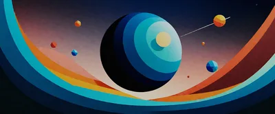 Abstract Minimalist Space Scene With Planets