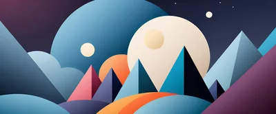 Abstract Geometric Mountain Landscape Digital Illustration