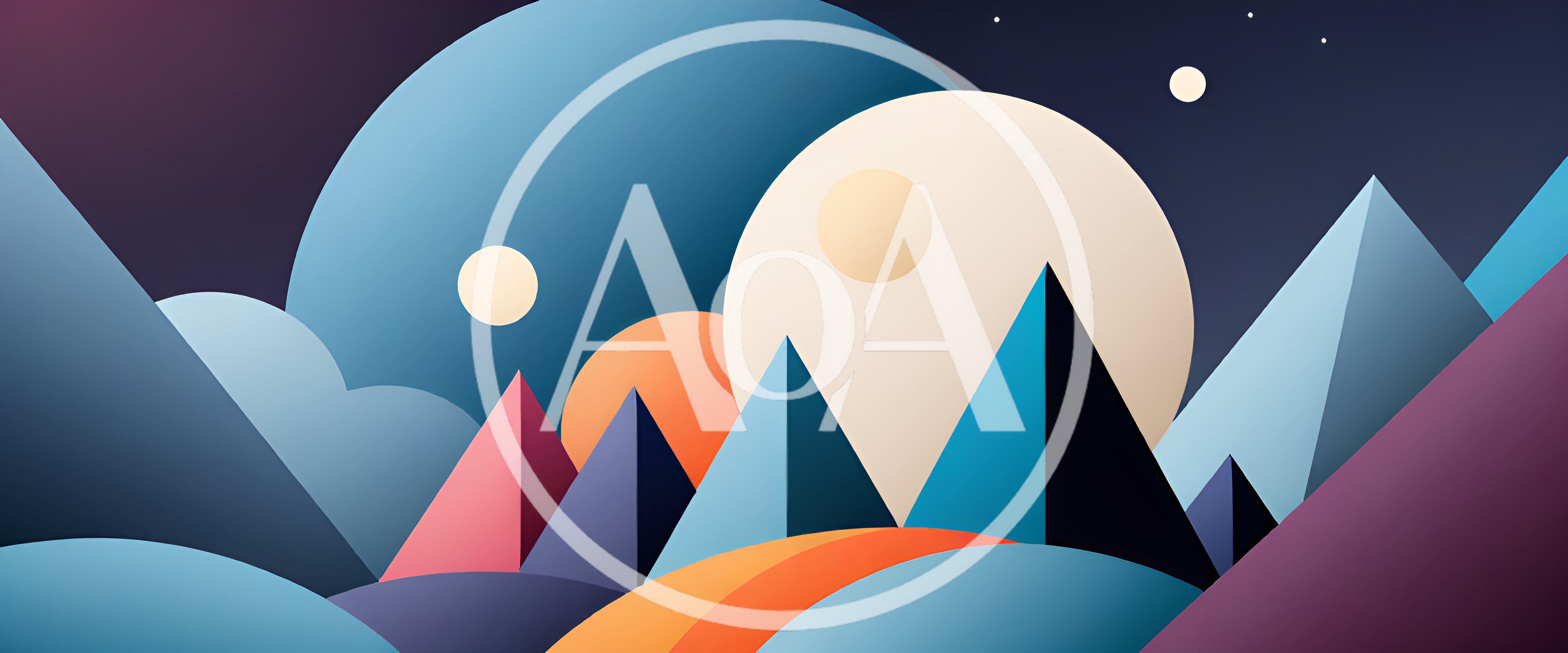 Abstract Geometric Mountain Landscape Digital Illustration