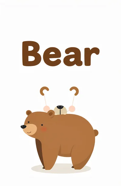 Cute Cartoon Bear Illustration With A Small Animal