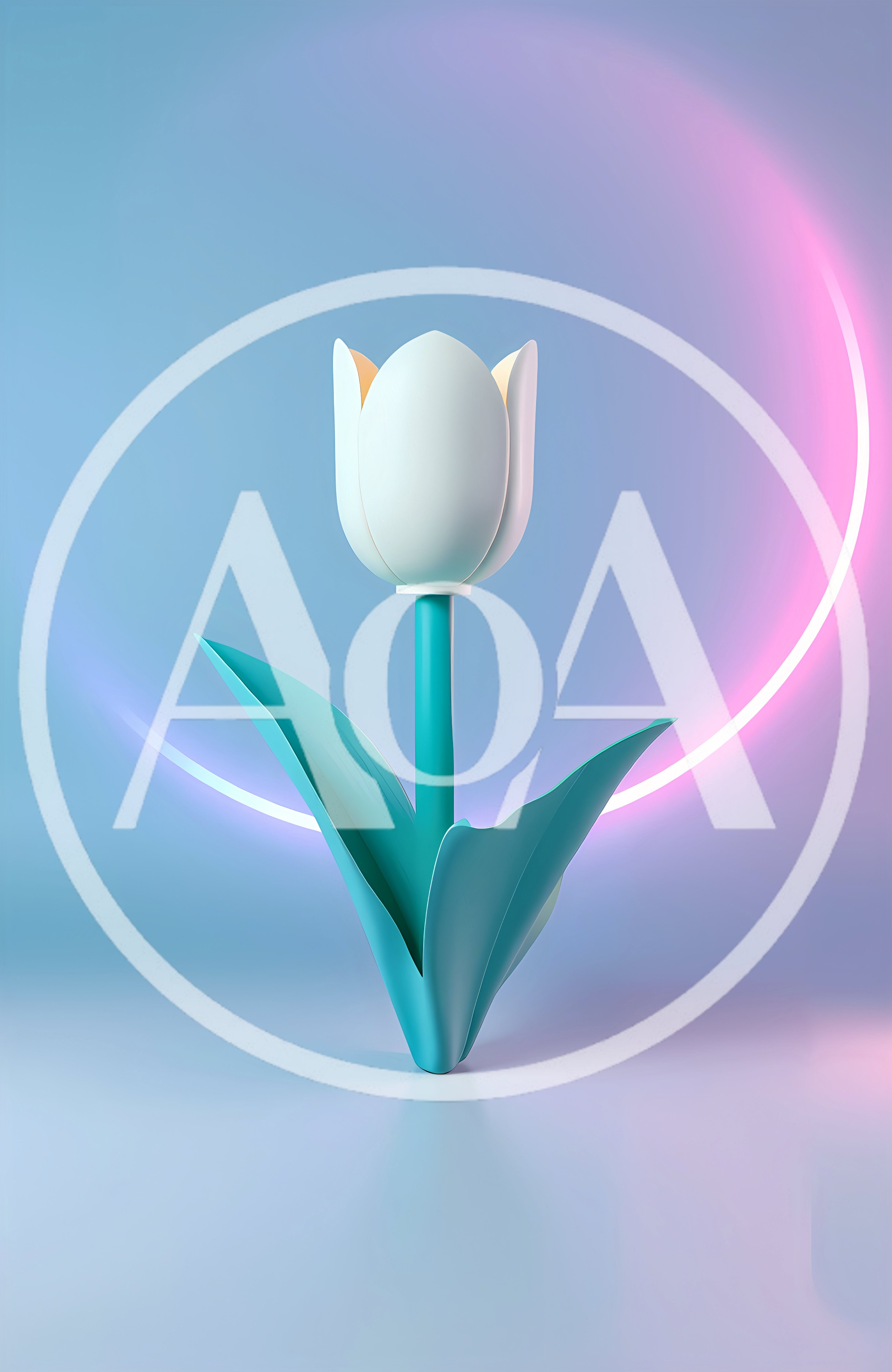 3D Rendered Minimalist White Tulip Flower