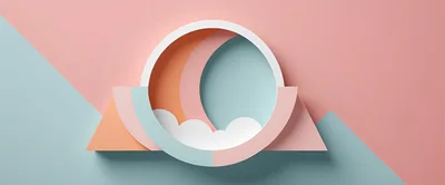 Abstract Geometric Paper Cutout Design With Moon And Clouds