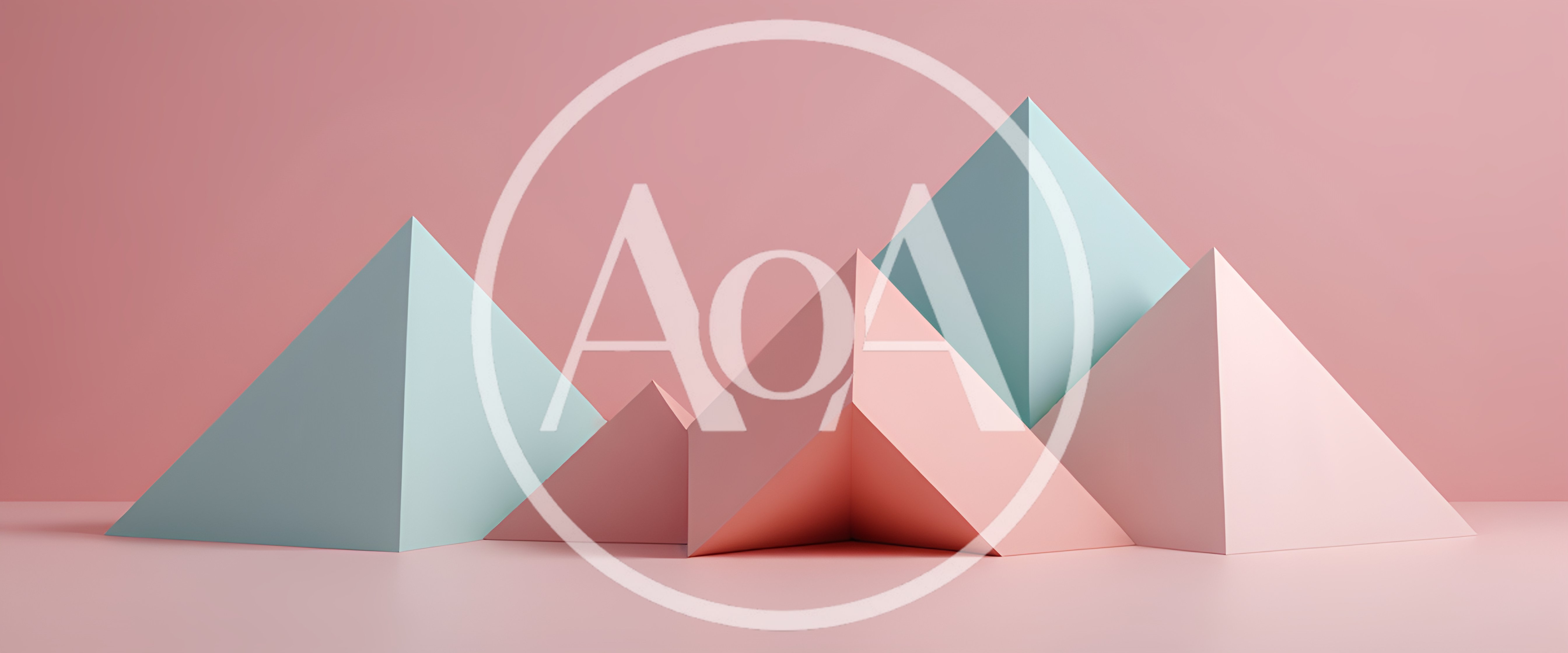 Abstract Geometric Pyramids On A Pink Background