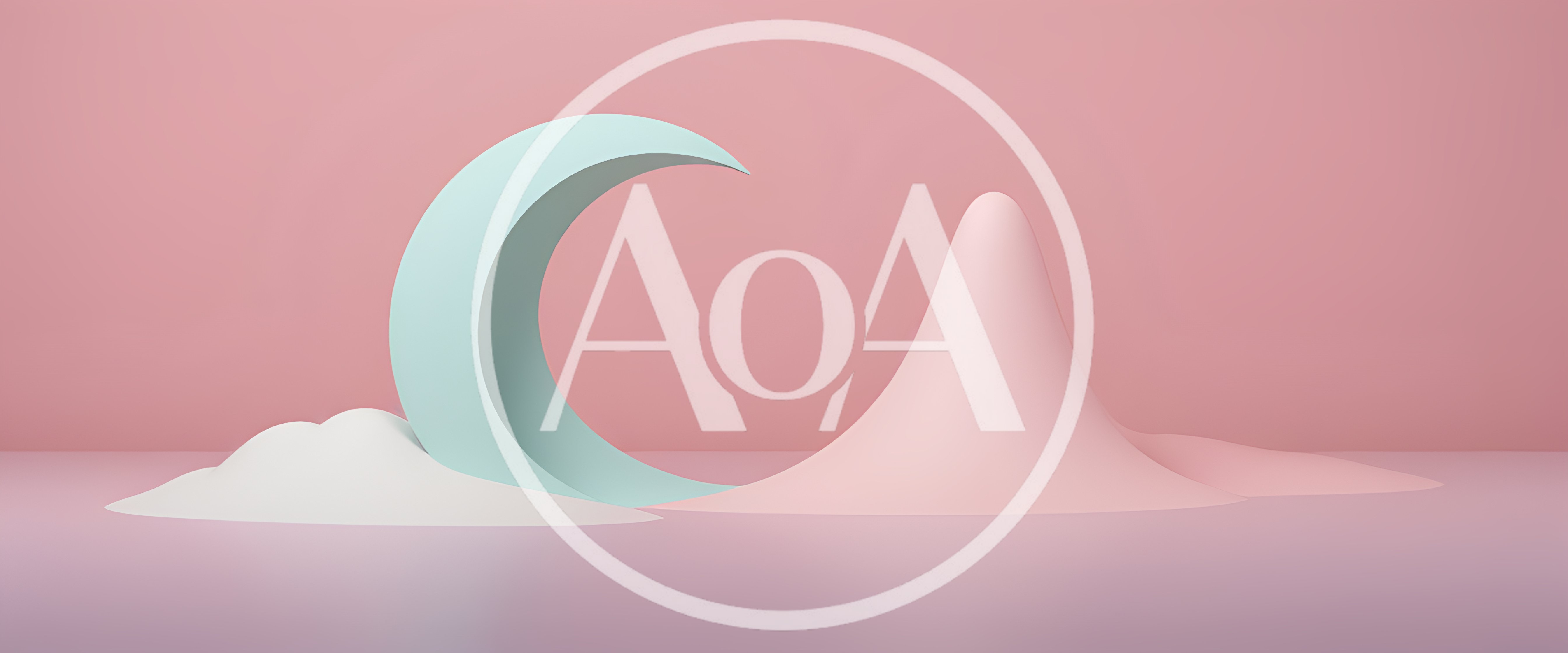 Minimalist 3D Rendered Crescent Moon and Mountain Landscape
