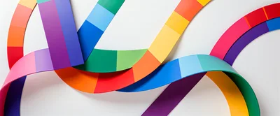 Abstract Colorful Curved Ribbons On White Background