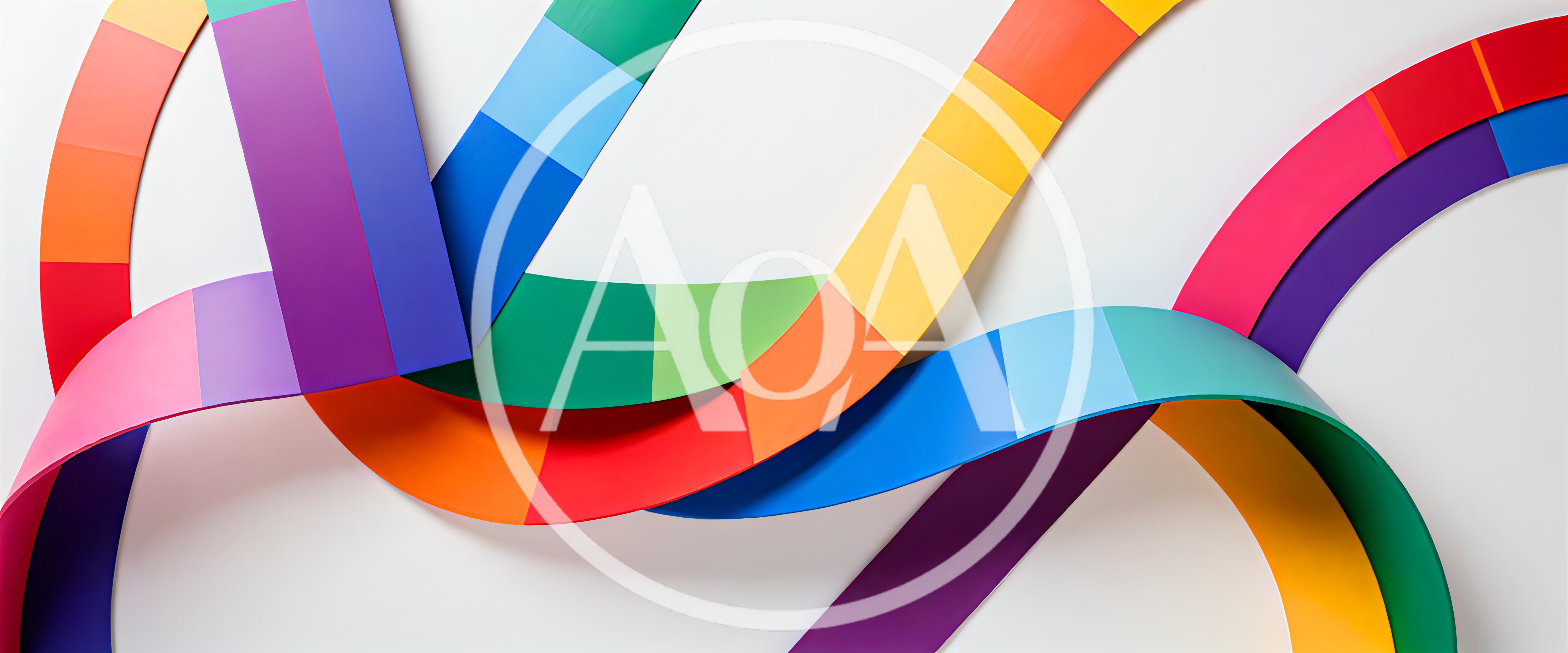 Abstract Colorful Curved Ribbons On White Background