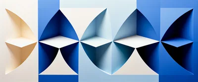Abstract Geometric 3D Wall Art With Blue Tones