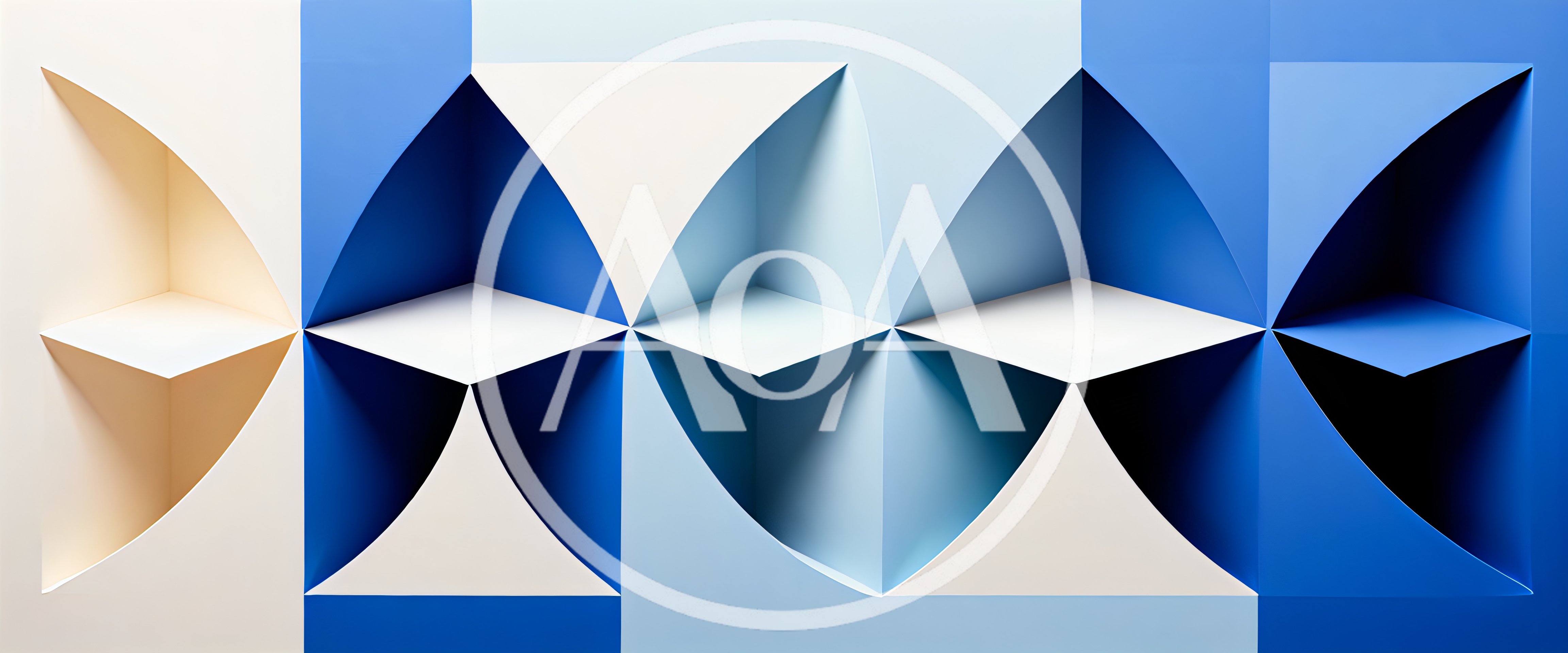 Abstract Geometric 3D Wall Art With Blue Tones