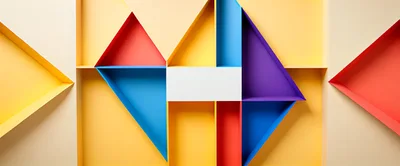 Abstract Geometric Wall Shelving With Vibrant Colorful Compartments