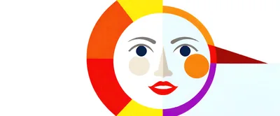 Stylized Sun Face Graphic With Geometric Color Segments