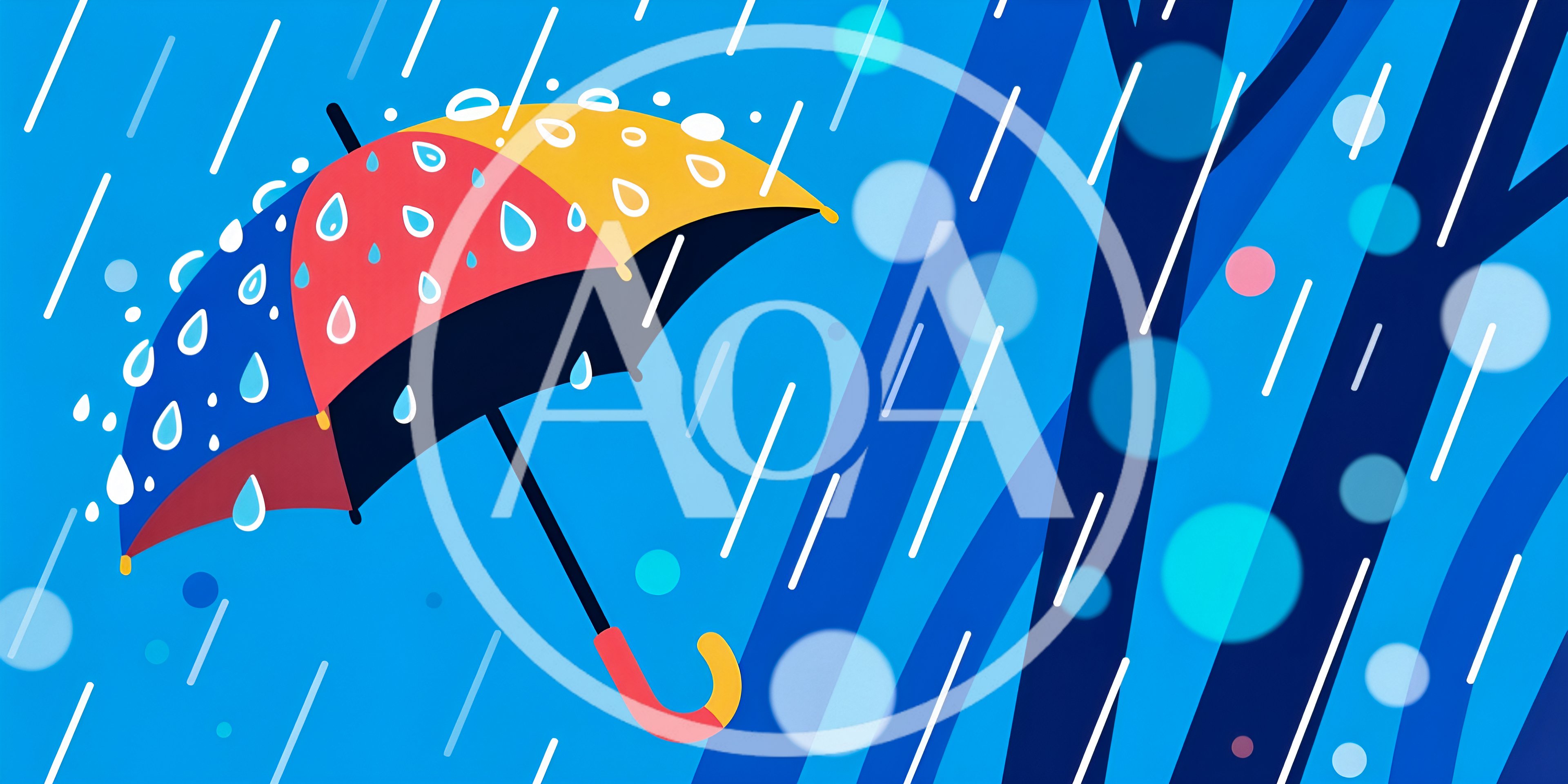 Colorful Umbrella Under Heavy Rain Illustration