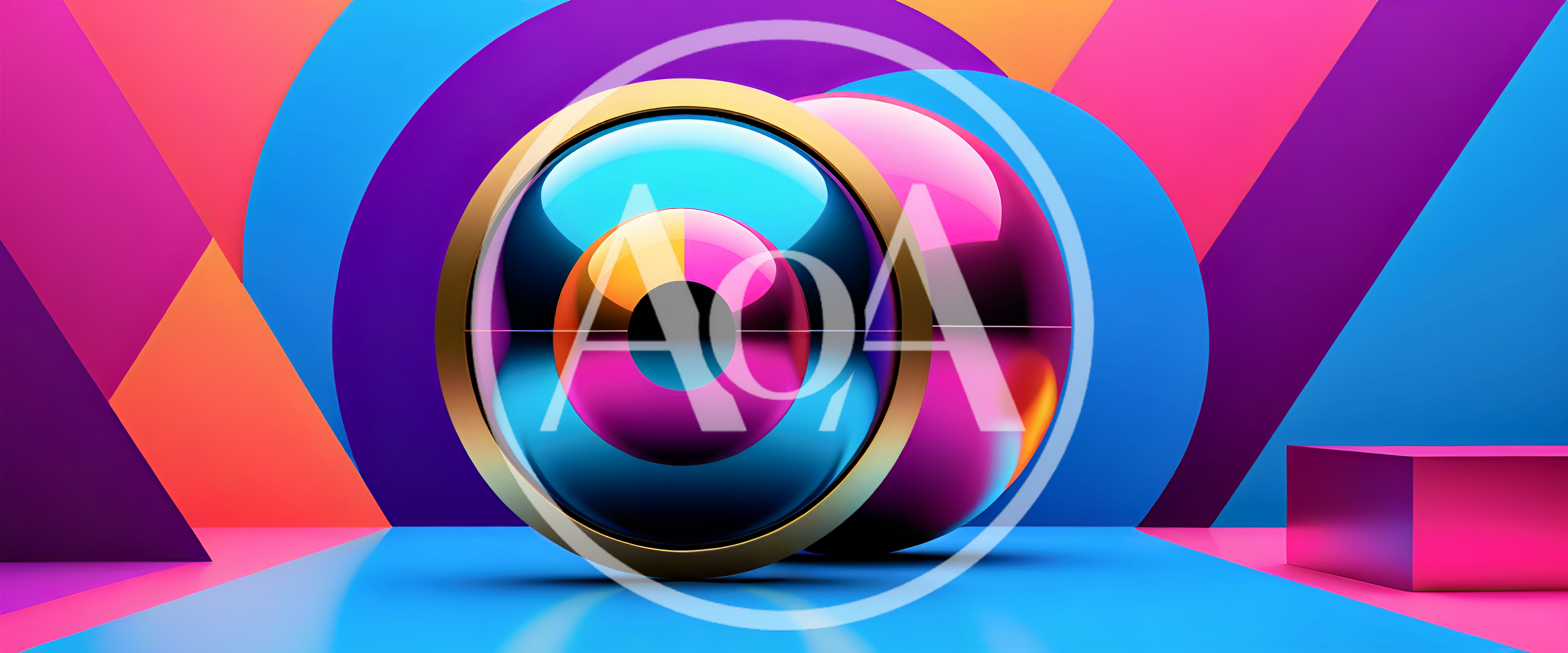 Abstract 3D Spheres With Vibrant Neon Colors