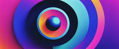 Abstract Concentric Circles With Central Glowing Sphere