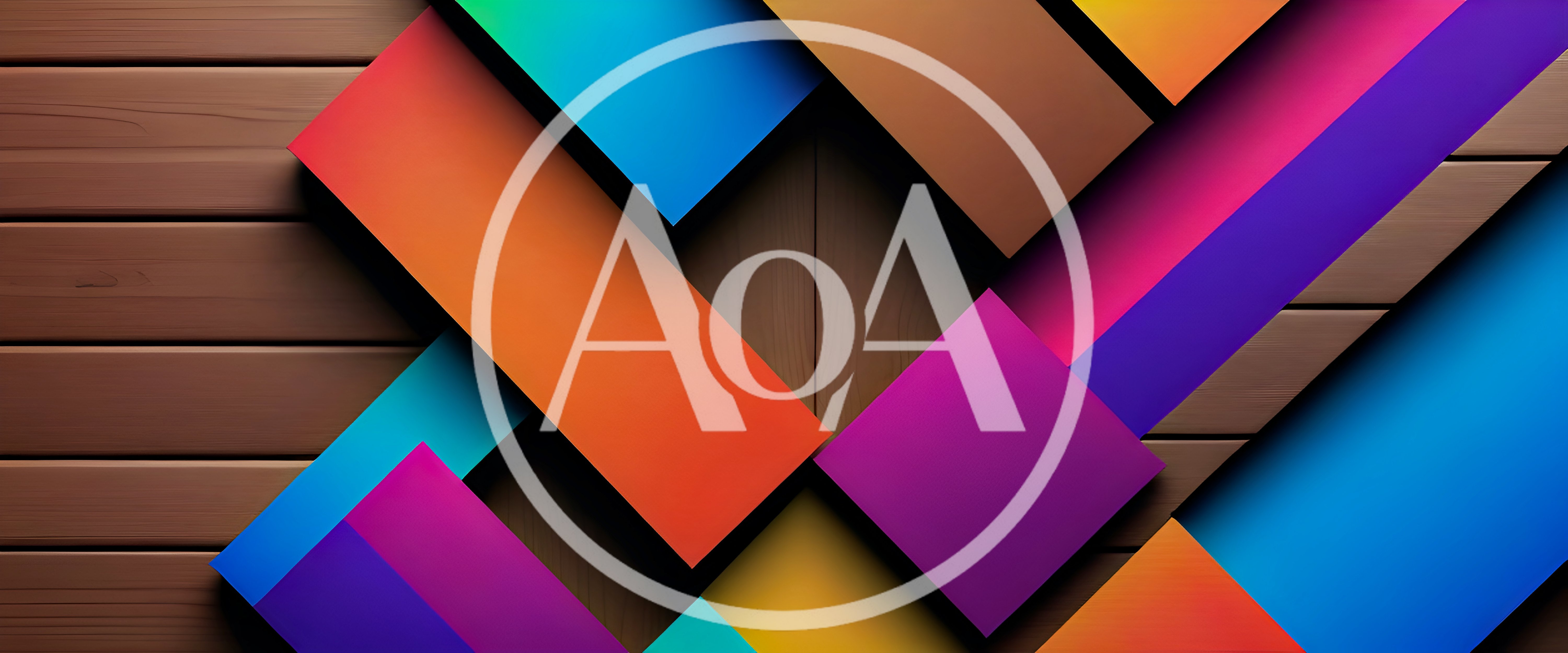 Abstract Geometric Shapes Overlaid On Wooden Background