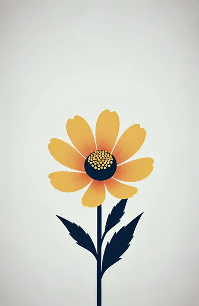 Minimalist Illustration Of A Single Yellow Flower