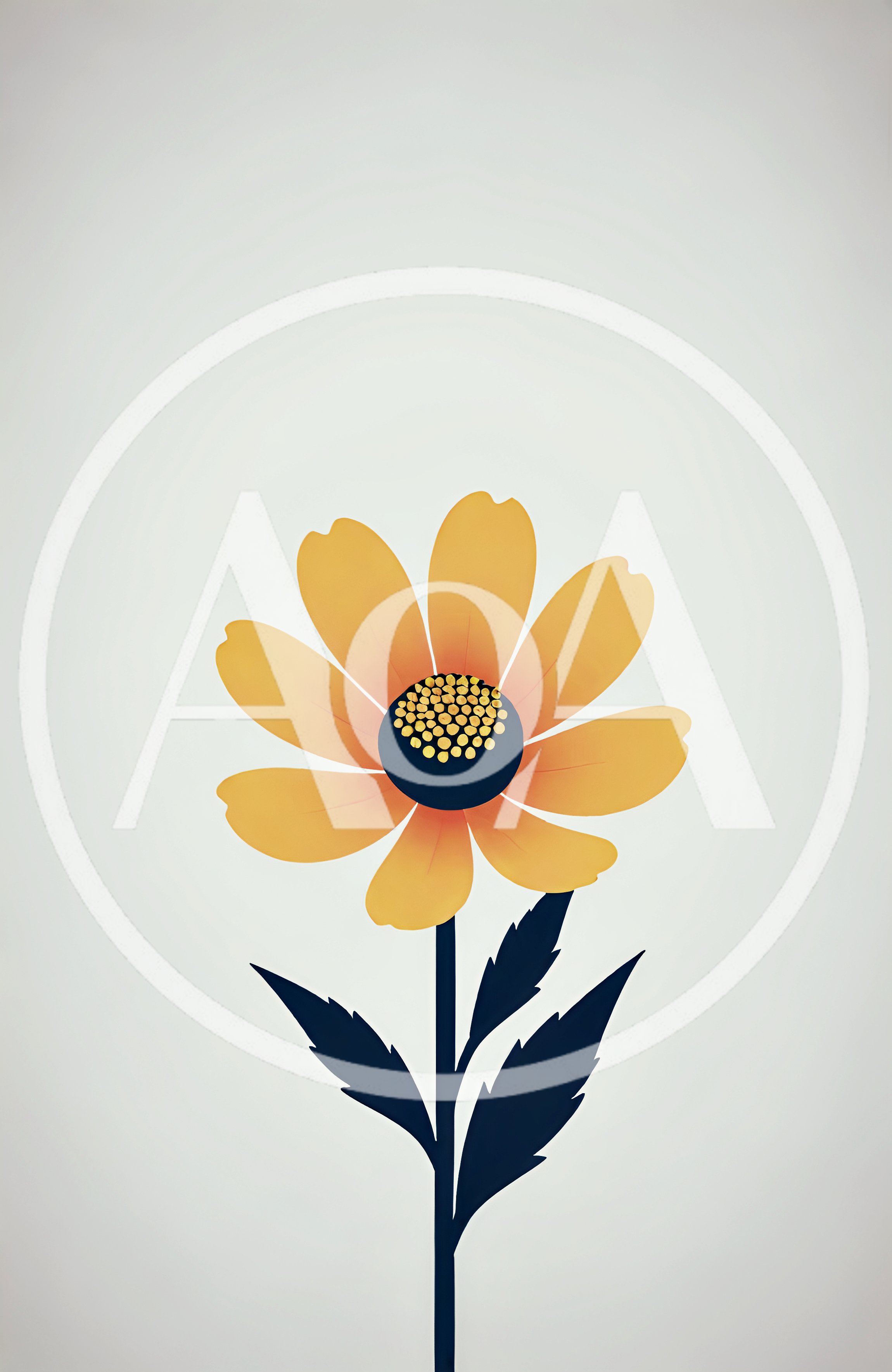 Minimalist Illustration Of A Single Yellow Flower