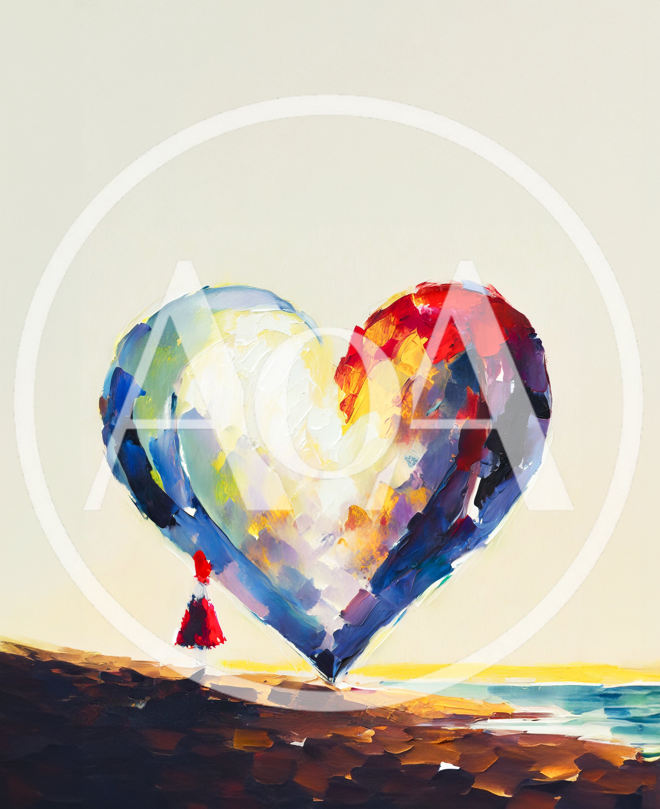 Abstract Oil Painting Of A Heart And Small Figure