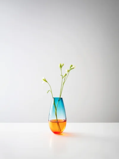 Minimalist Glass Vase With Flowers On White Surface