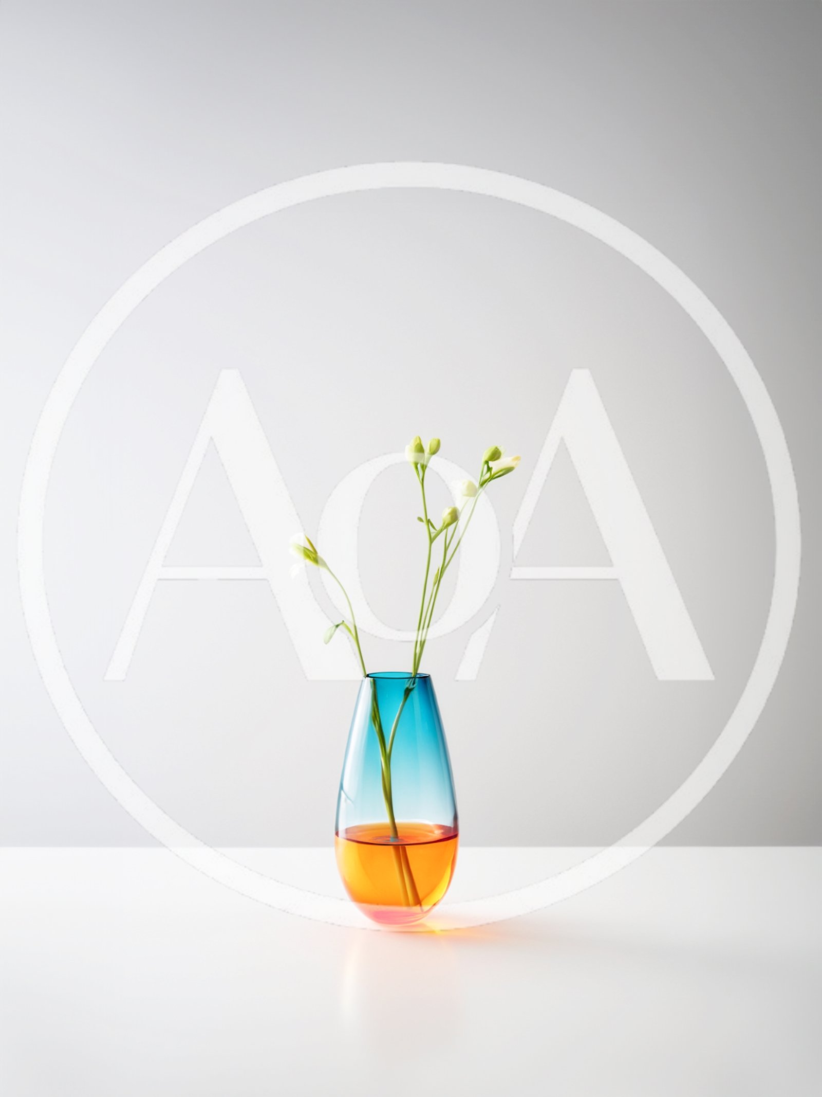 Minimalist Glass Vase With Flowers On White Surface