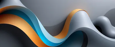 Abstract 3D Wavy Layers With Orange And Blue Accents