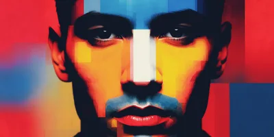 Abstract Digital Portrait Of A Man With Geometric Colors