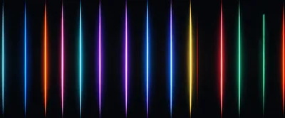 Vertical Neon Light Streaks On Black Background