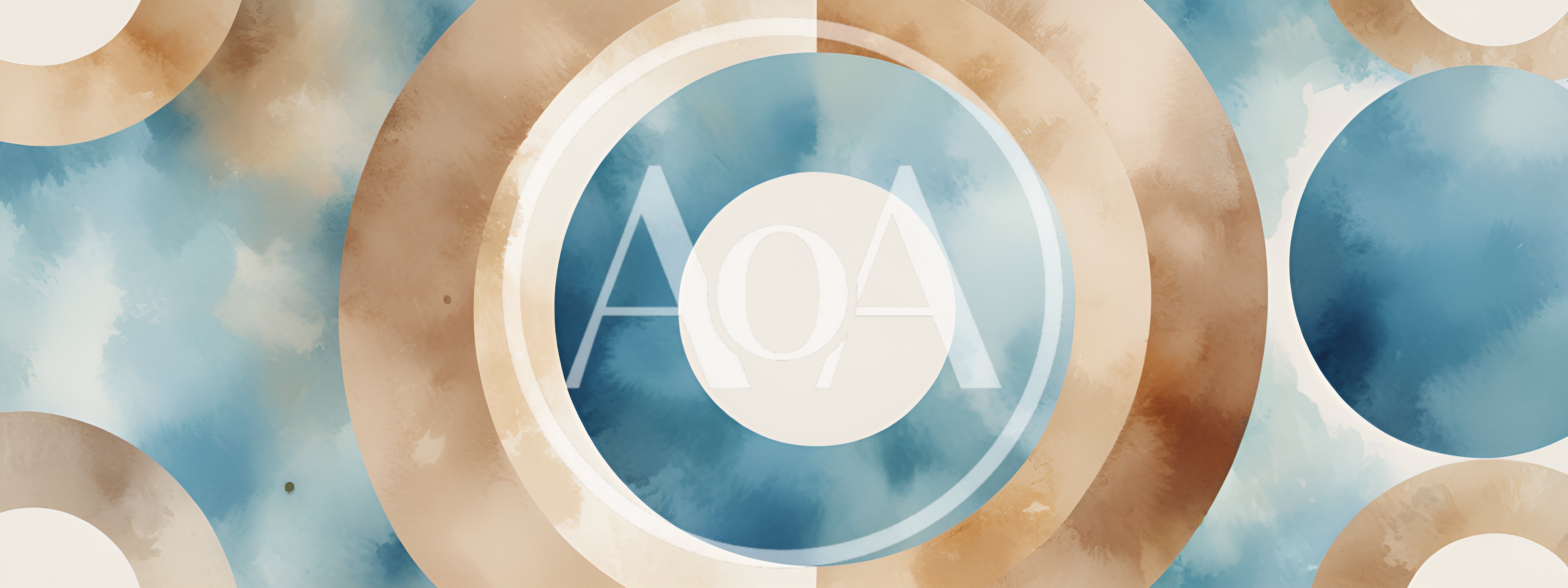 Abstract Watercolor Circles With Blue And Beige Tones