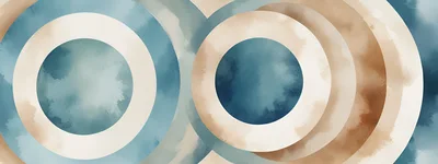 Abstract Watercolor Circles With Blue And Beige Tones