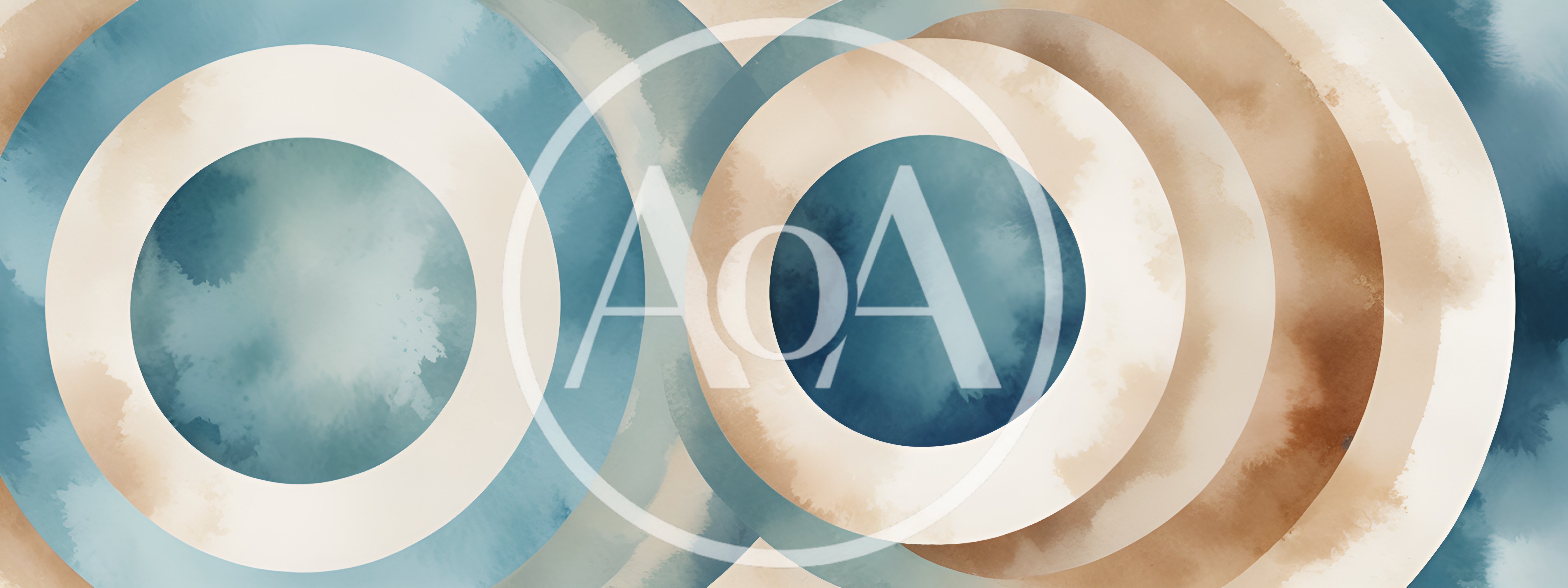 Abstract Watercolor Circles With Blue And Beige Tones