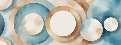 Abstract Watercolor Circles With Beige And Blue Tones